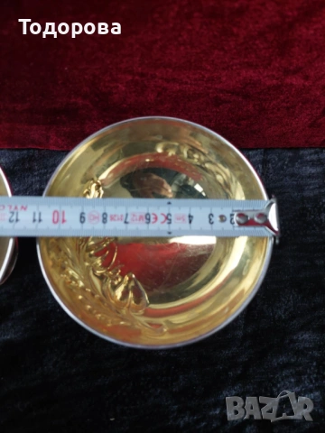 2 бр.Среърни чаши(купи) за десерт или други храни-сребро 800,вътрешна позлата,3 евро на грам, снимка 8 - Чинии - 53097291