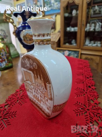 Превъзходен рядък антикварен руски порцеланов комплект бутилка с 2 чашки, снимка 6 - Антикварни и старинни предмети - 41771521