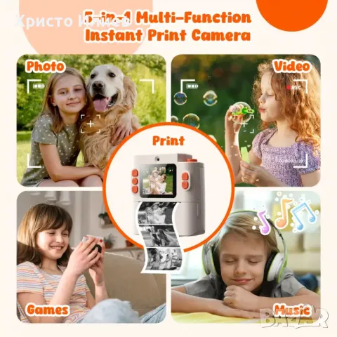 Нова Креативна детска камера Фотоапарат 48MP с термален печат и аксесоари, снимка 6 - Фотоапарати - 50265040