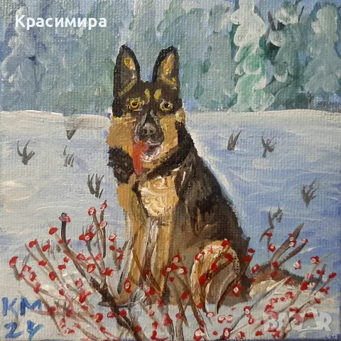 Коледни ръчно рисувани картини- миниатюри , снимка 7 - Коледни подаръци - 56403820