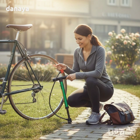 6479 Ръчна помпа за топки и велосипеди с маркуч и игла, 30 см, снимка 2 - Аксесоари за велосипеди - 53821667