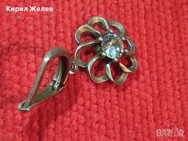 ПРЕЛЕСТНА ФЛОРАЛНА АНГЛИЙСКА СРЕБЪРНА ОБЕЦА ЦВЕТЕ СРЕБРО 925 с ФАСЕТИРАН БЛЕСТЯЩ ЦИРКОН 43844, снимка 2 - Обеци - 45604054