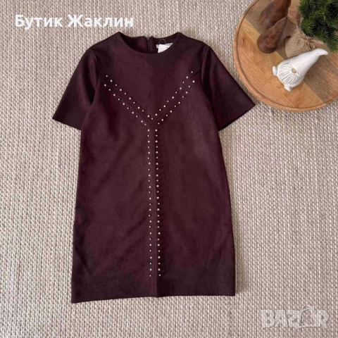 Рокля велур , снимка 3 - Рокли - 52407058