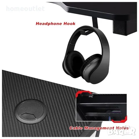 ПОМОЦИЯ Компютърно / геймърско бюро с LED осветление CLIPOP BZOD-CD-D0216BL, снимка 6 - Бюра - 49794209