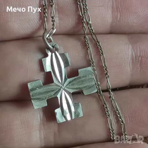 Сребърен синджир с Кръст с две лица (316), снимка 6 - Колиета, медальони, синджири - 48835487