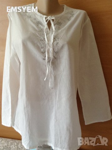 дамска бяла памучна блуза , снимка 2 - Туники - 40592779