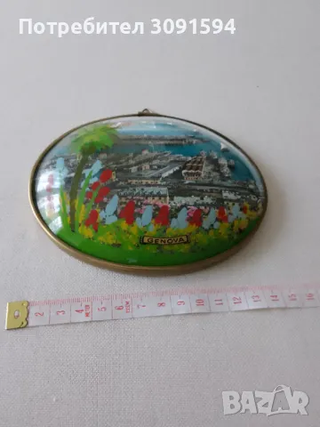 изпъкнала овална стъклена рамка сувенирна снимка на женевски реверс рисувани цветя, снимка 4 - Други ценни предмети - 47304099