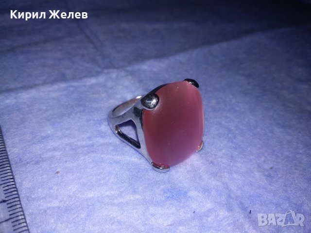 ШАРМАНТЕН СКЪПОЦЕНЕН ХРОМИРАН АРТ ПРЪСТЕН с ЮВЕРИЛНО ПОЛИРАН МИНЕРАЛ РОЗОВО КОТЕШКО ОКО 36471, снимка 11 - Пръстени - 39714049