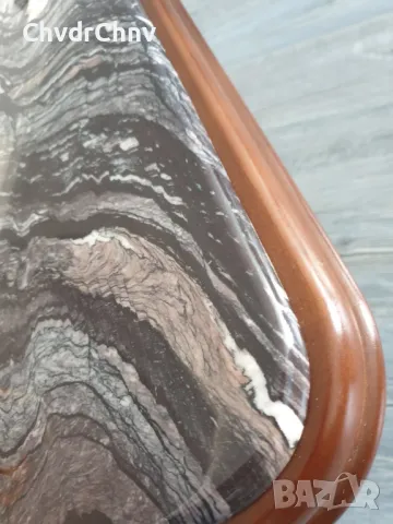 Квадратна дървена масичка с мраморен плот/мраморна холна маса 68x54см-30кг, снимка 4 - Маси - 49377175