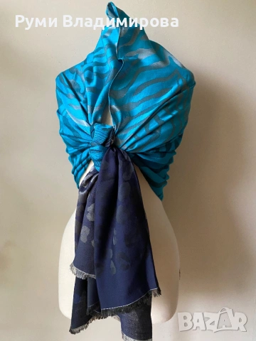 Син, леопарсов шал от 100 % коприна