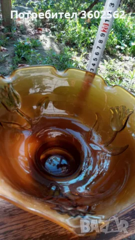 Комплект Фруктиера, ваза и купи от цветно стъкло