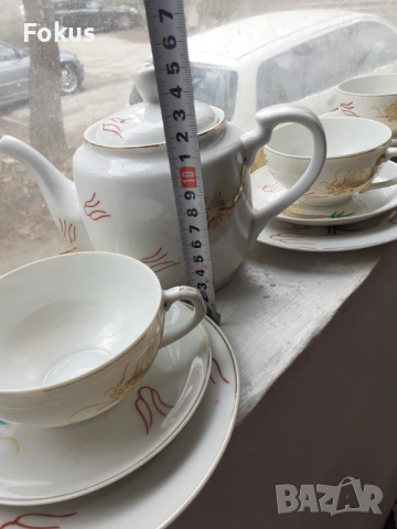 Японски порцеланов сервиз за кафе дракони - холограм ГЕЙША, снимка 6 - Антикварни и старинни предмети - 53432042