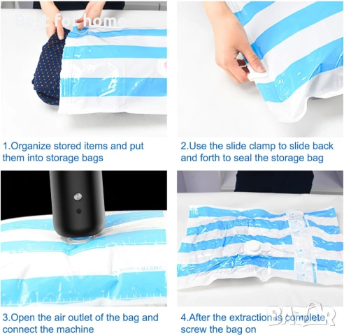 Вакумна помпа за запечатване за дома, пътуване, съхранение на храна, дрехи, снимка 7 - Други - 53232596