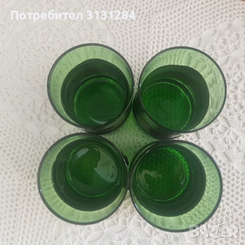 Английски зелени чаши за виски с кожа Англия, снимка 4 - Чаши - 41904472