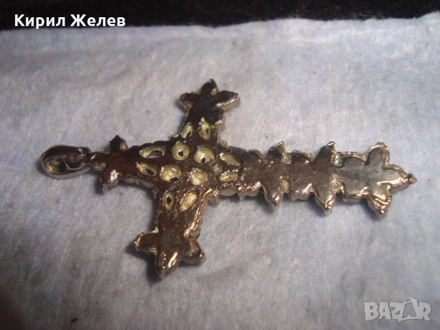 ЗЛАТИСТ СКЪПОЦЕНЕН ВИНТИДЖ НАГРЪДЕН КРЪСТ РЕТРО УКРАШЕНИЕ 6052, снимка 7 - Антикварни и старинни предмети - 36107209