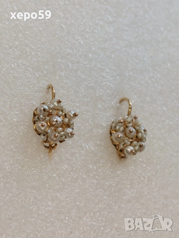 Автентични златни обеци с инкрустирани перли/злато 12 карата