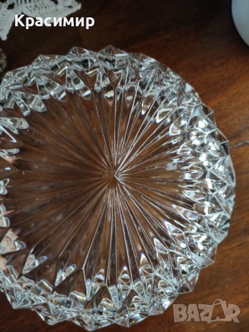 Винтидж кристална КУПА за сервиране. Красиво произведение от кристално стъкло с релефен декор , снимка 7 - Други - 41615375