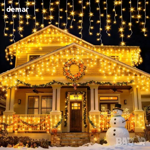 Външни коледни светлини Icicle IP65 с 400 LED, топло бяло