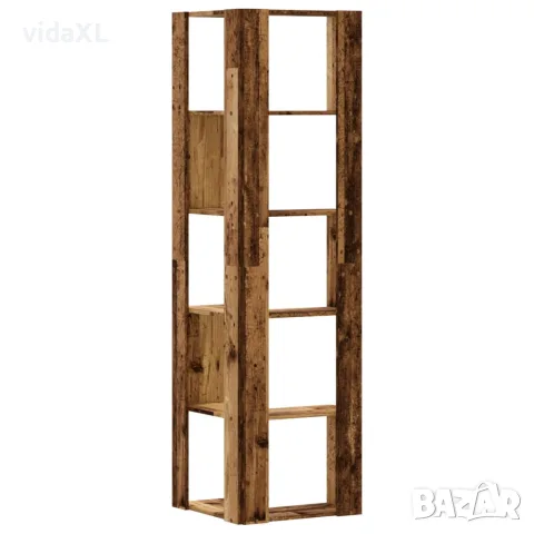 vidaXL Ъглова етажерка 5 нива старо дърво 50x50x179 см инженерно дърво, снимка 6 - Етажерки - 56148183