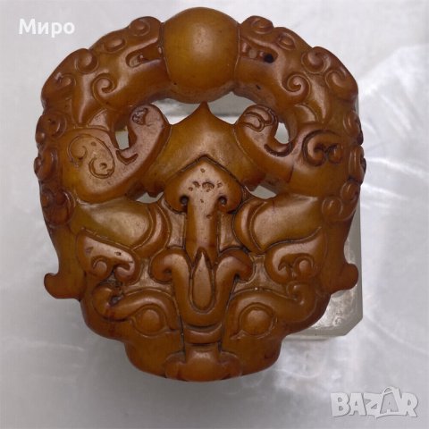 ДВА ДРАКОНА НЕФРИТ ТАЛИСМАН АМУЛЕТ АЗИЯ 