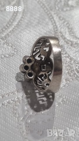 Vintage сребърен пръстен 925 с котешко око , снимка 10 - Пръстени - 44406188