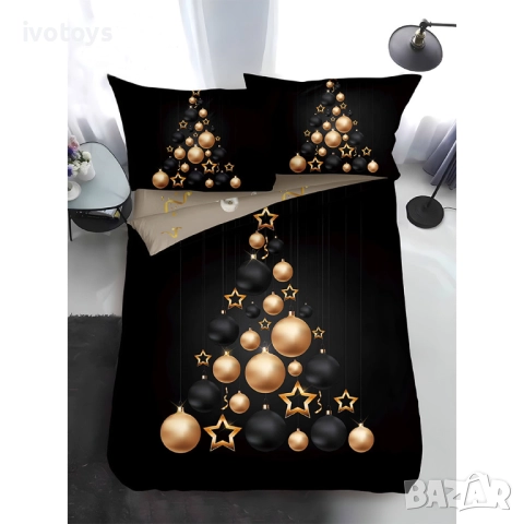 Двулицево коледно спално бельо, размер за приста (Реално изображение), 4 части - WS17346