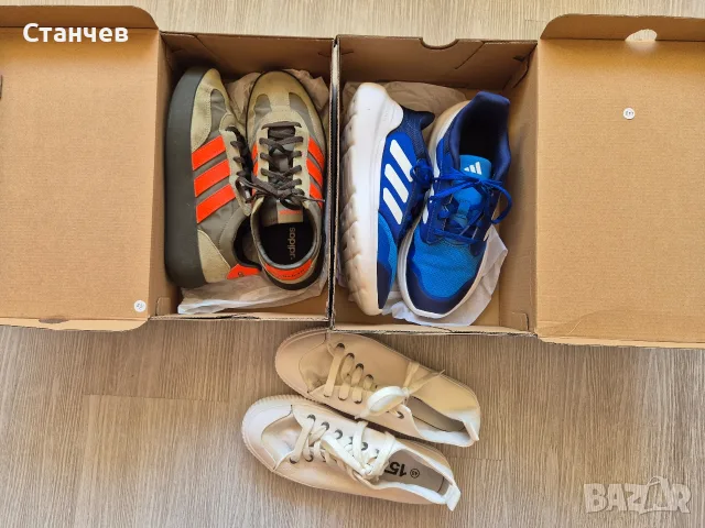 Лот / 2 чифта маратонки Adidas, размер 39 1/3 (24.5-25 см) + ПОДАРЪК бели гуменки
