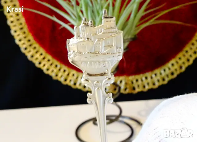 Посребрена лъжица с Елен,Замък,Люксенбург, снимка 3 - Прибори за хранене, готвене и сервиране - 47590276