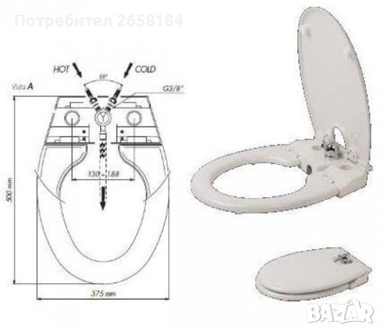 Седалка-биде с вграден смесител. Универсална, Италианска, снимка 8 - Други стоки за дома - 39724415