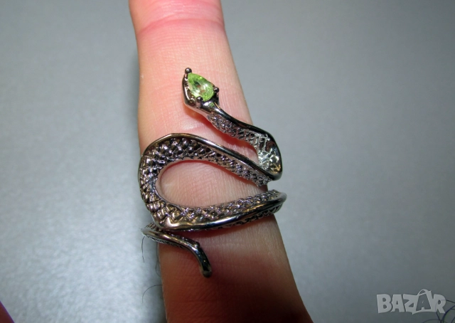 Пръстен змия с аметист гранат и перидот подходящи за подарък, снимка 8 - Пръстени - 50235478