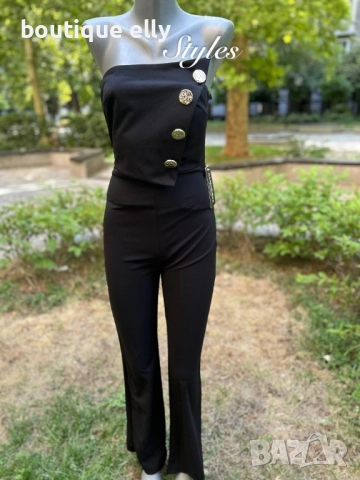 елегантен дамски гащеризон в черно и бяло, снимка 5 - Гащеризони - 52135257