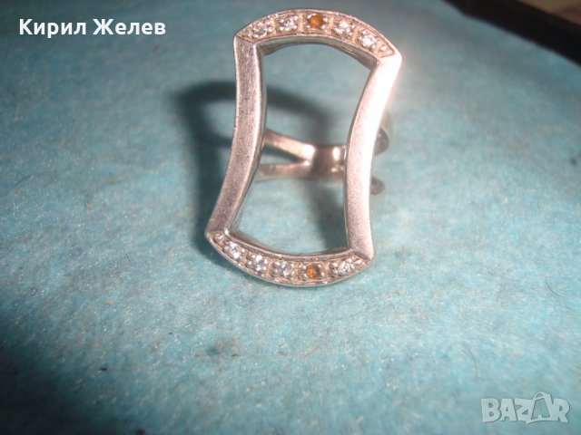 СТАР СРЕБЪРЕН АРТ ПРЪСТЕН РОДИРАНО СРЕБРО 925 с ЦИРКОНИ 25685, снимка 14 - Пръстени - 35884537