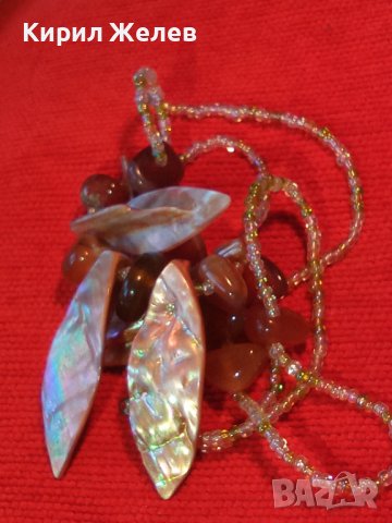 СКЪПОЦЕННА АРТ ОГЪРЛИЦА КАРНЕОЛ и КРАЛСКИ СЕДЕФ и МЪНИСТА РЪЧНА ХУДОЖЕСТВЕНА ИЗРАБОТКА 27087, снимка 13 - Колиета, медальони, синджири - 35119841