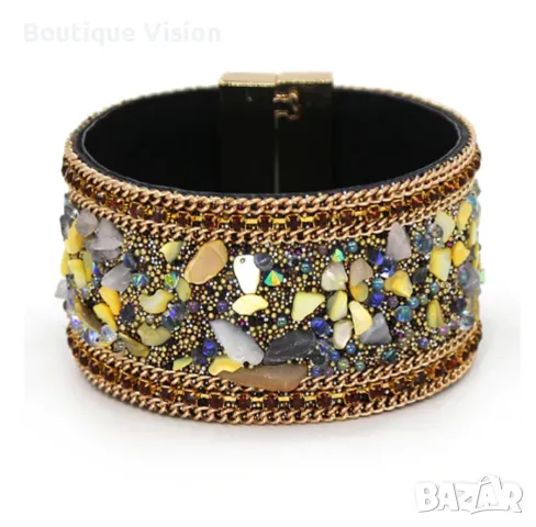 Ново! Магнитна гривна с естествени камъни