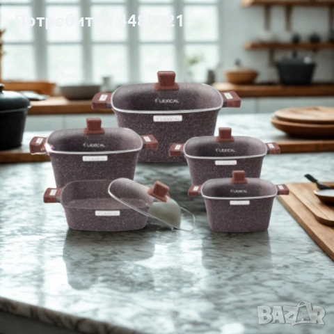 Гранитен комплект касероли от 10 части за кулинарни шедьоври Lexical – IMPERIAL FORGE SERIES, снимка 2 - Съдове за готвене - 53841262