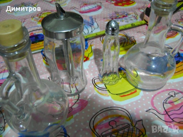 Старинен стъклен комплект за подправки, снимка 2 - Антикварни и старинни предмети - 44199764