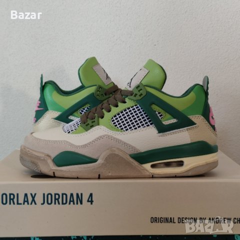 Nike Air Jordan 4 Green Snorlax Нови Оригинални Обувки Размер 38 Номер Маратонки Кецове, снимка 4 - Маратонки - 44221282