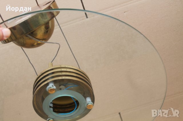 Немски абажур-стъкло и месинг, снимка 11 - Антикварни и старинни предмети - 42434831