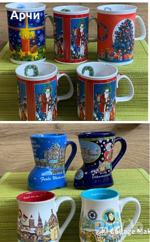 Коледни порцеланови чаши с маркировки