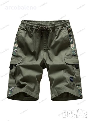 Мъжки карго къси панталони с джоб с шнур с еластична талия, 4цвята - 023, снимка 4 - Къси панталони - 40540502