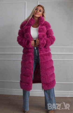 пухено дълго палто 