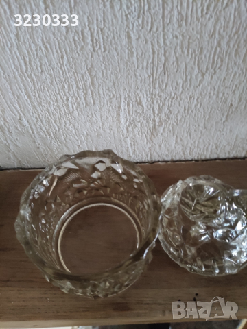 Стъклена бонбониера захарница, снимка 4 - Антикварни и старинни предмети - 44619118