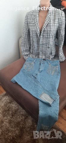 Дамски спортно елегантен комплект Сако Straduvarius +дънки, снимка 3 - Комплекти - 44412115