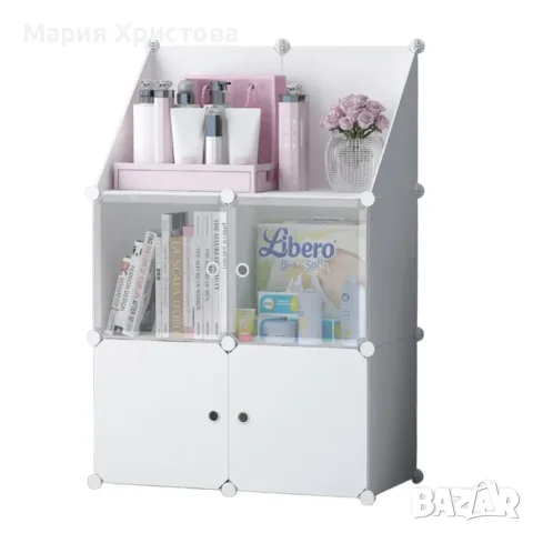 Модулен шкаф за съхранение ELEGANCE – 4 модула, бял