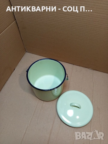 Соц Стара Емайлирана Съдинка За Мляко 2.5лт. НОМЕР 1698., снимка 4 - Антикварни и старинни предмети - 53818917