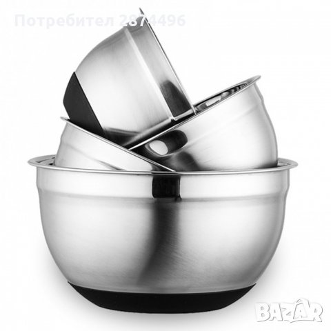 3155 Метални купи за разбъркване със силиконово дъно, снимка 10 - Съдове за готвене - 35725650