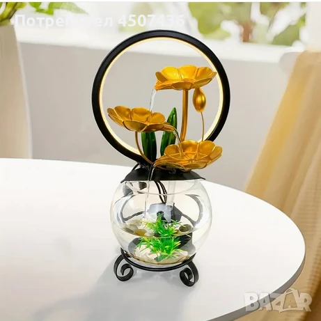 2025 Комплект USB захранван декоративен фонтан с аквариум и LED светление, снимка 10 - Декорация за дома - 51166608