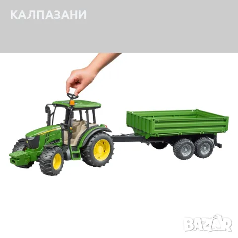 Трактор John Deere 5115 M със самосвално ремарке BRUDER 02108, снимка 5 - Коли, камиони, мотори, писти - 47266362