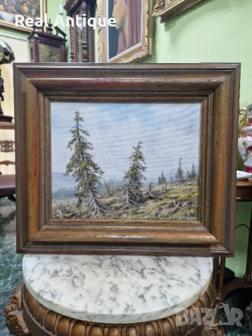 Уникална антикварна авторска  картина масло върху платно . , снимка 1