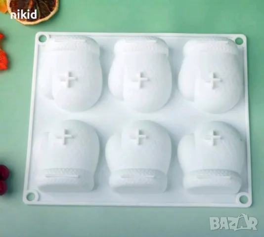 6 ръкавици ръкавица зимна силиконов молд форма фондан шоколад гипс свещ сапун